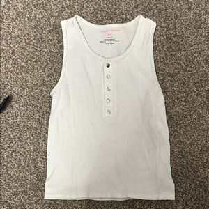 Susan Lawrence White Buttoned Tank Top